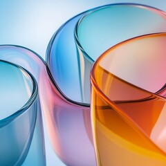 Poster - Abstract Forms: A Colorful Dance of Light and Transparency in Glass-like Curved Surfaces