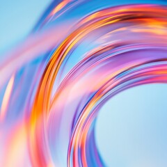 Poster - Abstract Light Trails: Vibrant Swirls of Color Against a Pale Blue Backdrop Creates a Modern, Dynamic Visual Experience