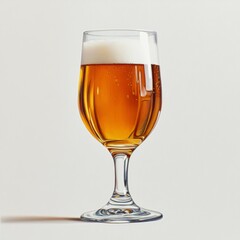 Leinwandbilder - A single glass of golden ale with a frothy white head against a clean, minimalist background.