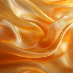 Poster - Golden Amber Waves: Abstract Silk Fabric Texture Background with Fluid Drapes and Shimmering Highlights