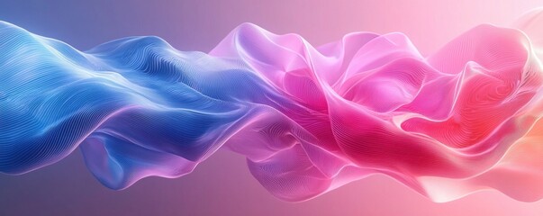 Poster - abstract 3d wave design in vibrant pink and blue tones