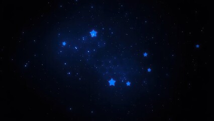 Wall Mural - dark space with blue hexagonal stars shining bright in the darkness, dark, night
