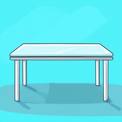 Poster - Simple White Table on Light Blue Background Illustration