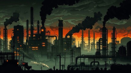 Wall Mural - illustrating a gritty and hazardous environment filled with neon elements.