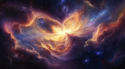 Wall Mural - ethereal nebula background with mesmerizing swirling purple patterns.