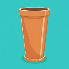 Poster - Terracotta Flower Pot Illustration on Teal Background
