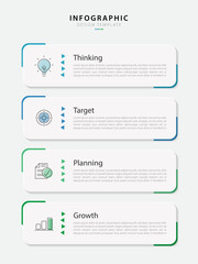 Fototapete - Vertical Infographic Timeline Template. 4 Step timeline journey, calendar Flat simple infographics design template. presentation graph. Business concept with 4 options, vector illustration.