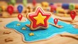 © isend - A colorful star shape on a stylized map surface