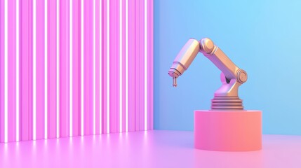 Poster - Futuristic Heavy Automation Robot Arm in a Vibrant Industrial Concept Environment