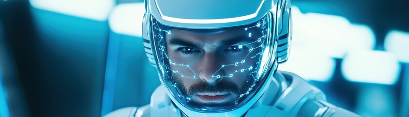 Poster - Futuristic Corporate Workspace Concept with High-Tech Sci-Fi Elements and Advanced Technologies