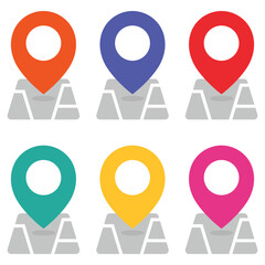 Wall Mural - Flat icon of location map pointers isolated on white background.