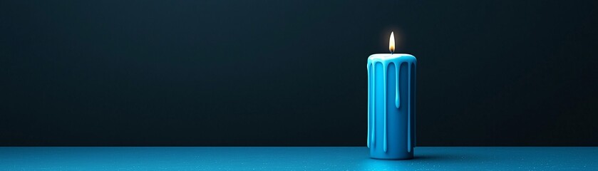 Poster - a mesmerizing still life of a candle burning with blue flames, wax dripping upwards instead of down,