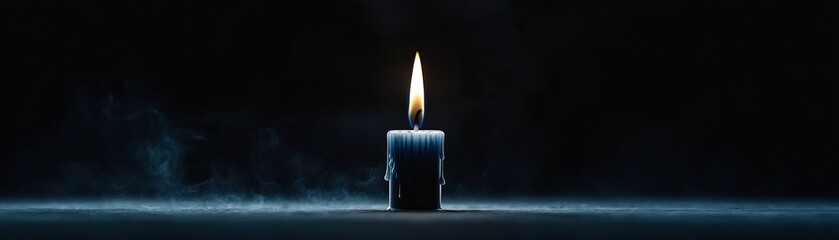 Poster - a mesmerizing still life of a candle burning with blue flames, wax dripping upwards instead of down,