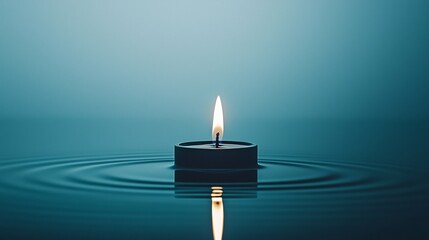 Poster - a surreal still life of a floating candle with a flame made of liquid, soft luminous reflections, dr