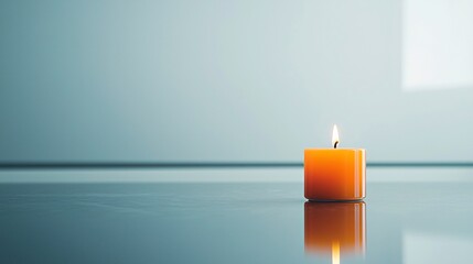 Poster - a surreal still life of a floating candle with a flame made of liquid, soft luminous reflections, dr