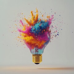 Aufkleber - Colorful Powder Exploding From Lightbulb
