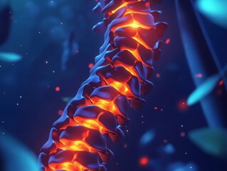 Poster - Glowing Vertebrae Spinal Column Abstract 3D Rendering