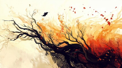 Wall Mural - organic merging art and science with soft light illustration