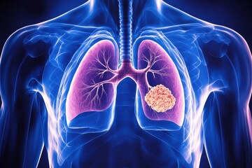 Poster - Human Lungs with a Tumor 3D Medical Illustration