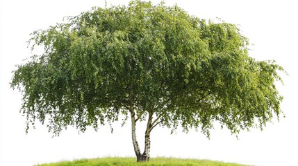 Aufkleber - Lush Green Birch Tree Isolated on White Background