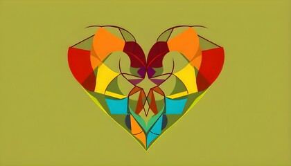 Aufkleber - A stylized yarn image of a heart made up of interconnected shapes and colors, perfect for Happiness day 