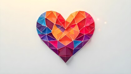 Aufkleber - A stylized yarn image of a heart made up of interconnected shapes and colors, perfect for Happiness day 