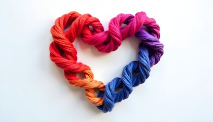 Aufkleber - A stylized yarn image of a heart made up of interconnected shapes and colors, perfect for Happiness day 