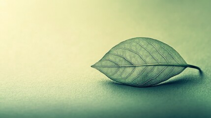 Wall Mural - Soft Isolated Leaf on Plain Surface with Copy Space