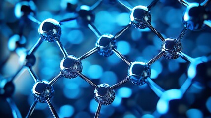 Poster - Molecular Marvel: A close-up view of a sophisticated molecular structure, highlighting the intricate connections and advanced scientific concepts. A visual journey into the wonders of technology