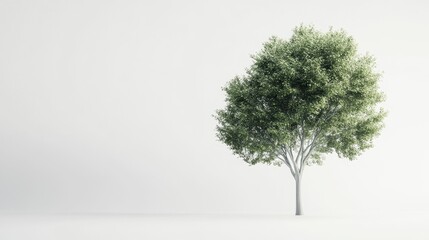 Aufkleber - Single Deciduous Tree with Green Leaves on White Background