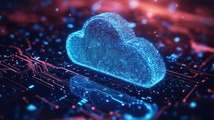 Poster - Digital Cloud Computing Concept with Circuitry Background and Lights