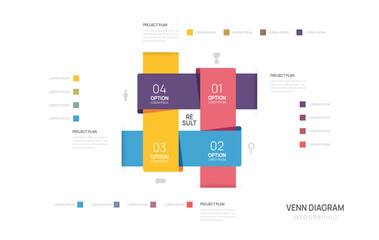 Wall Mural - venn diagram infographic chart template for business start up presentation vector illustration.