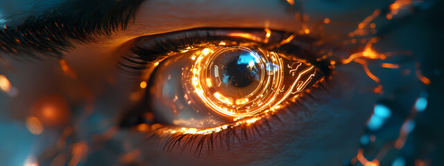 Wall Mural - Futuristic Cyber-Eye with Neural Network Interface