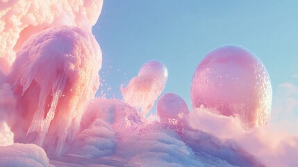 Wall Mural - whimsical ethereal background with abstract forms