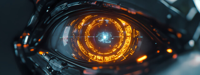 Wall Mural - Futuristic Cyber-Eye with Neural Network Interface