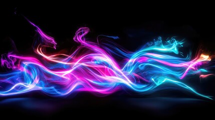Poster - Vibrant Colorful Abstract Light Trails Across a Dark Background