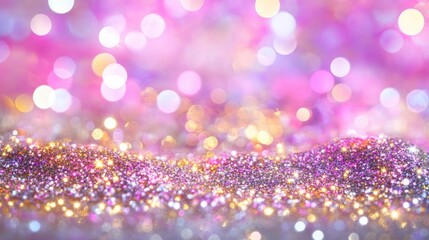 Poster - Shimmering Bokeh Background of Pink and Gold Glitter Sparkles
