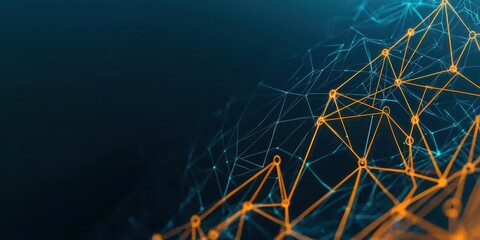 Fototapete - A visually striking abstract representation of interconnected nodes and lines, illustrating concepts of networking and technology.