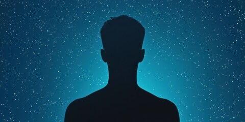 Poster - A silhouette of a person against a starry night sky, evoking a sense of wonder and introspection.