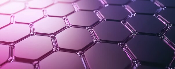 Aufkleber - A vibrant, abstract representation of a hexagonal pattern, showcasing a blend of purple and pink hues with a glossy finish.