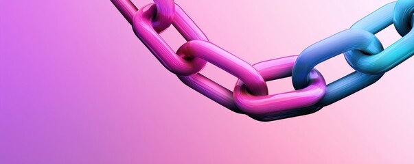 Poster - A vibrant, stylized image of a chain with pink and blue links against a gradient background.