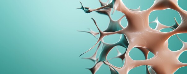 Poster - An abstract representation of cellular structures in soft hues, showcasing organic forms against a calm teal background.
