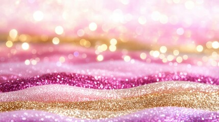 Poster - Shimmering Pink and Gold Glitter Background with Soft Bokeh Effect