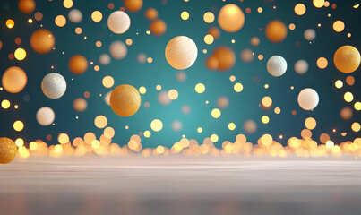 Abstract Background with Colorful Floating Spheres and Lights