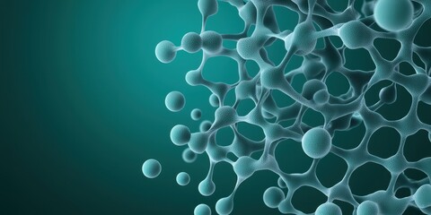 Poster - A close-up view of interconnected molecular structures against a teal background, showcasing the complexity of scientific phenomena.