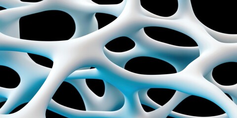 Poster - Abstract blue and white network resembling cellular structure, showcasing intricate patterns against a dark background.