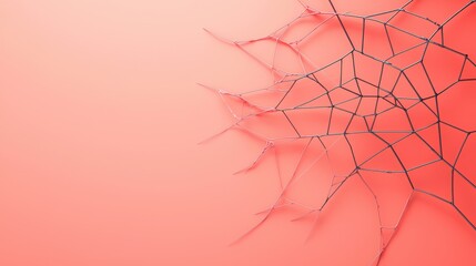 Poster - A delicate spider web against a soft pink background, showcasing intricate patterns and textures in nature.