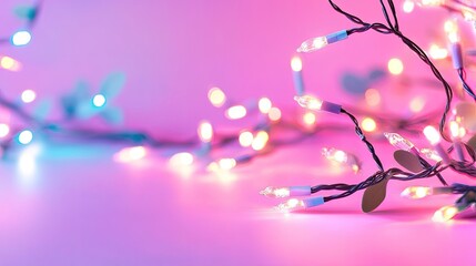 Poster - Colorful Decorative Lights on a Whimsical Pink Background