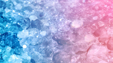 Fototapete - A vibrant abstract image featuring bubbles in shades of blue and pink, creating a dreamy and textured visual effect