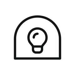Poster - Greenhouse lighting system line icon, greenhouse with lamp bulb vector symbol with editable stroke